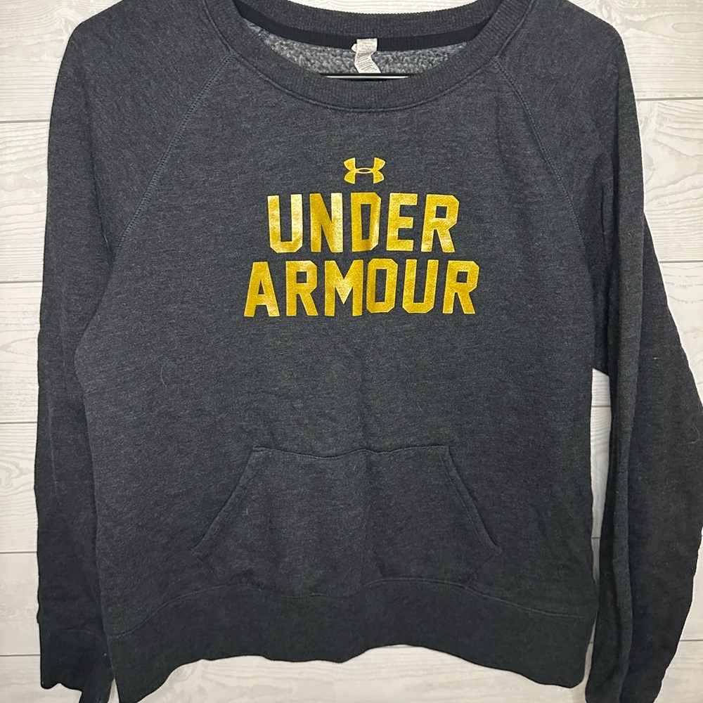 LG Women's Gray and Gold Crew Neck Sweatshirt
